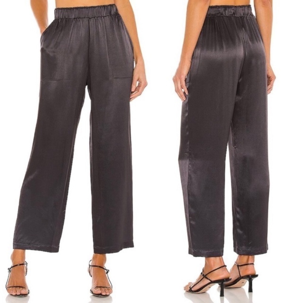 RAILS Woman’s Mason Satin Wide Leg Black Cropped Trousers Pants Casual M Pull-on